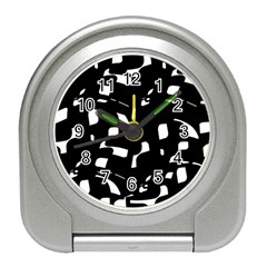 Black And White Pattern Travel Alarm Clocks by Valentinaart