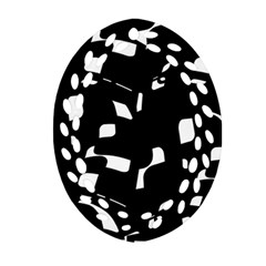 Black And White Pattern Oval Filigree Ornament (2-side)  by Valentinaart