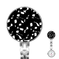 Black And White Pattern Stainless Steel Nurses Watch by Valentinaart