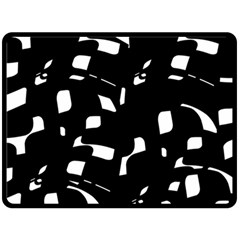 Black And White Pattern Double Sided Fleece Blanket (large)  by Valentinaart