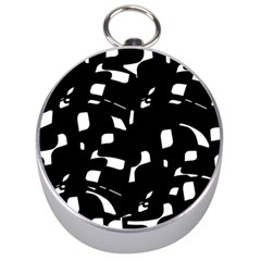 Black And White Pattern Silver Compasses by Valentinaart