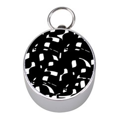 Black And White Pattern Mini Silver Compasses by Valentinaart