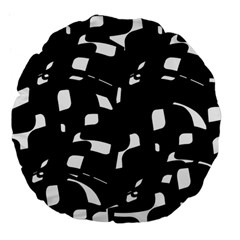 Black And White Pattern Large 18  Premium Flano Round Cushions by Valentinaart