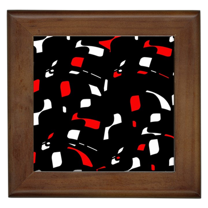 Red, black and white pattern Framed Tiles