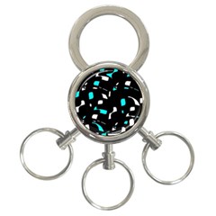 Blue, Black And White Pattern 3-ring Key Chains by Valentinaart