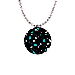 Blue, Black And White Pattern Button Necklaces