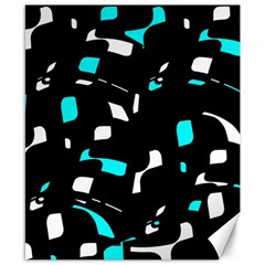 Blue, Black And White Pattern Canvas 8  X 10  by Valentinaart