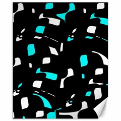 Blue, Black And White Pattern Canvas 16  X 20   by Valentinaart