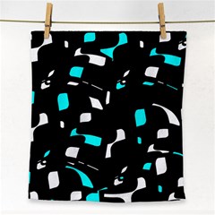 Blue, Black And White Pattern Face Towel by Valentinaart