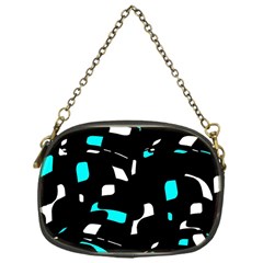 Blue, Black And White Pattern Chain Purses (one Side)  by Valentinaart