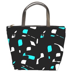 Blue, Black And White Pattern Bucket Bags by Valentinaart