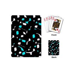 Blue, Black And White Pattern Playing Cards (mini)  by Valentinaart