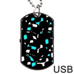 Blue, black and white pattern Dog Tag USB Flash (Two Sides)  Front