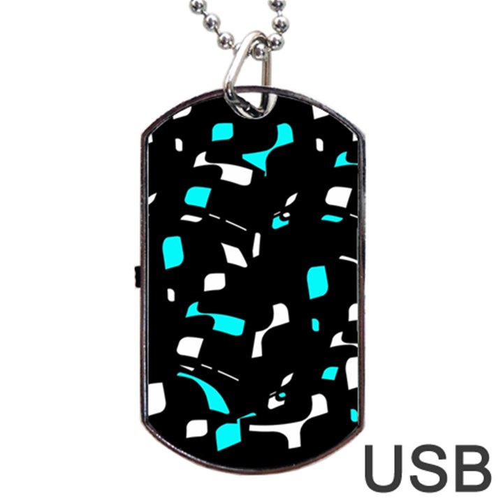 Blue, black and white pattern Dog Tag USB Flash (Two Sides) 