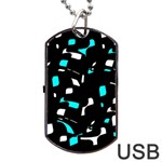 Blue, black and white pattern Dog Tag USB Flash (Two Sides)  Back