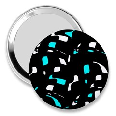 Blue, Black And White Pattern 3  Handbag Mirrors by Valentinaart