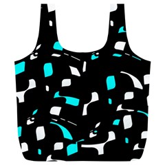 Blue, Black And White Pattern Full Print Recycle Bags (l)  by Valentinaart