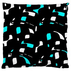 Blue, Black And White Pattern Large Flano Cushion Case (one Side) by Valentinaart