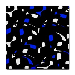 Blue, Black And White  Pattern Tile Coasters by Valentinaart