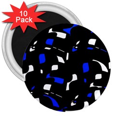 Blue, Black And White  Pattern 3  Magnets (10 Pack)  by Valentinaart