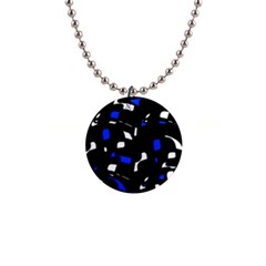 Blue, Black And White  Pattern Button Necklaces by Valentinaart