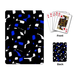 Blue, Black And White  Pattern Playing Card by Valentinaart