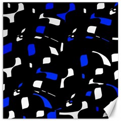 Blue, Black And White  Pattern Canvas 12  X 12   by Valentinaart