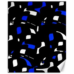 Blue, Black And White  Pattern Canvas 16  X 20   by Valentinaart