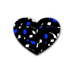 Blue, Black And White  Pattern Heart Coaster (4 Pack)  by Valentinaart