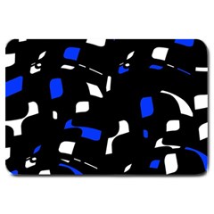 Blue, Black And White  Pattern Large Doormat 