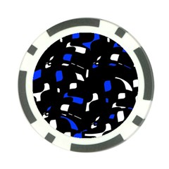 Blue, Black And White  Pattern Poker Chip Card Guards