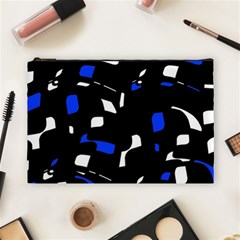 Blue, Black And White  Pattern Cosmetic Bag (large)  by Valentinaart