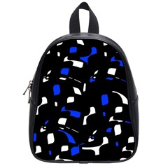 Blue, Black And White  Pattern School Bags (small)  by Valentinaart