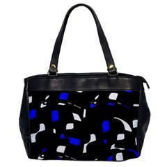 Blue, Black And White  Pattern Office Handbags by Valentinaart