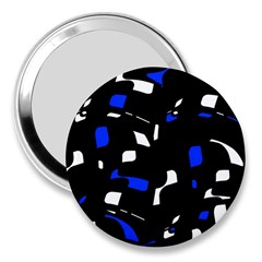 Blue, Black And White  Pattern 3  Handbag Mirrors by Valentinaart