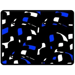 Blue, Black And White  Pattern Double Sided Fleece Blanket (large)  by Valentinaart