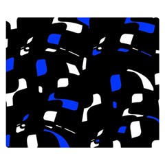 Blue, Black And White  Pattern Double Sided Flano Blanket (small) 