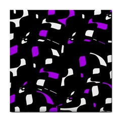 Purple, Black And White Pattern Tile Coasters by Valentinaart