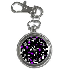 Purple, Black And White Pattern Key Chain Watches by Valentinaart