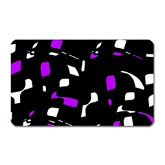 Purple, Black And White Pattern Magnet (rectangular) by Valentinaart