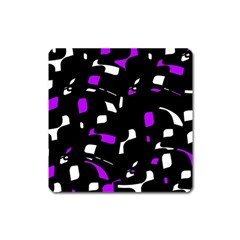 Purple, Black And White Pattern Square Magnet by Valentinaart