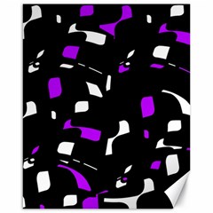 Purple, Black And White Pattern Canvas 16  X 20   by Valentinaart