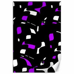 Purple, Black And White Pattern Canvas 24  X 36  by Valentinaart