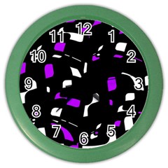 Purple, Black And White Pattern Color Wall Clocks by Valentinaart