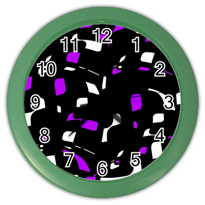 Purple, black and white pattern Color Wall Clocks