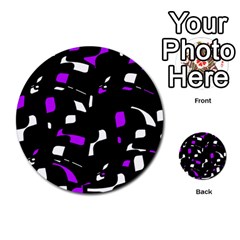 Purple, Black And White Pattern Multi-purpose Cards (round)  by Valentinaart