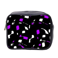 Purple, Black And White Pattern Mini Toiletries Bag 2-side by Valentinaart