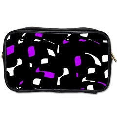 Purple, Black And White Pattern Toiletries Bags 2-side by Valentinaart