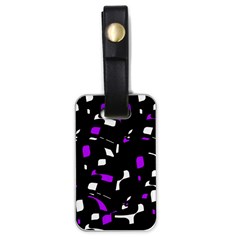 Purple, Black And White Pattern Luggage Tags (one Side)  by Valentinaart