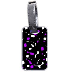 Purple, Black And White Pattern Luggage Tags (two Sides) by Valentinaart